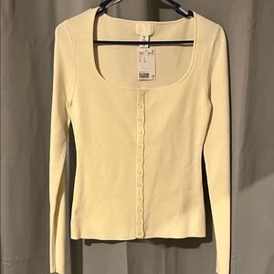 H&M Cream Button-Down Long Sleeve Top